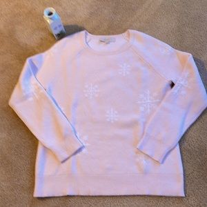 ⛄️ Loft Pink Sweater w/Snowflakes - Large